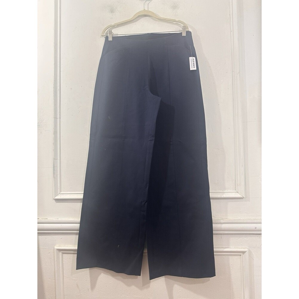 Old Navy High WaistSuper Wide-Leg Pixie Pant Navy Size Large Tall Pleated Leg - Picture 5 of 13